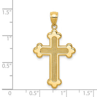 14K Satin and Polished Budded Cross Pendant-K6256
