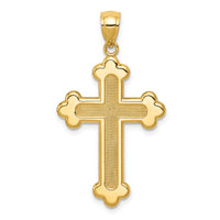14K Satin and Polished Budded Cross Pendant-K6256