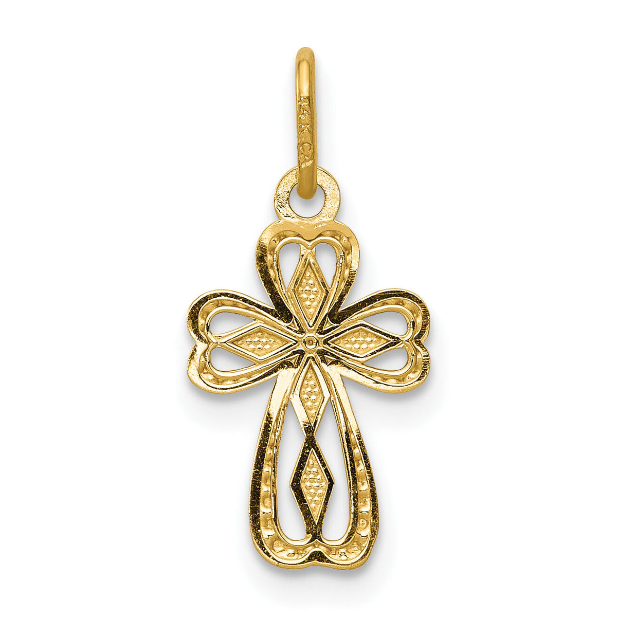 14k Diamond-cut Polished Small Cross Pendant-K6263