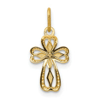 14k Diamond-cut Polished Small Cross Pendant-K6263