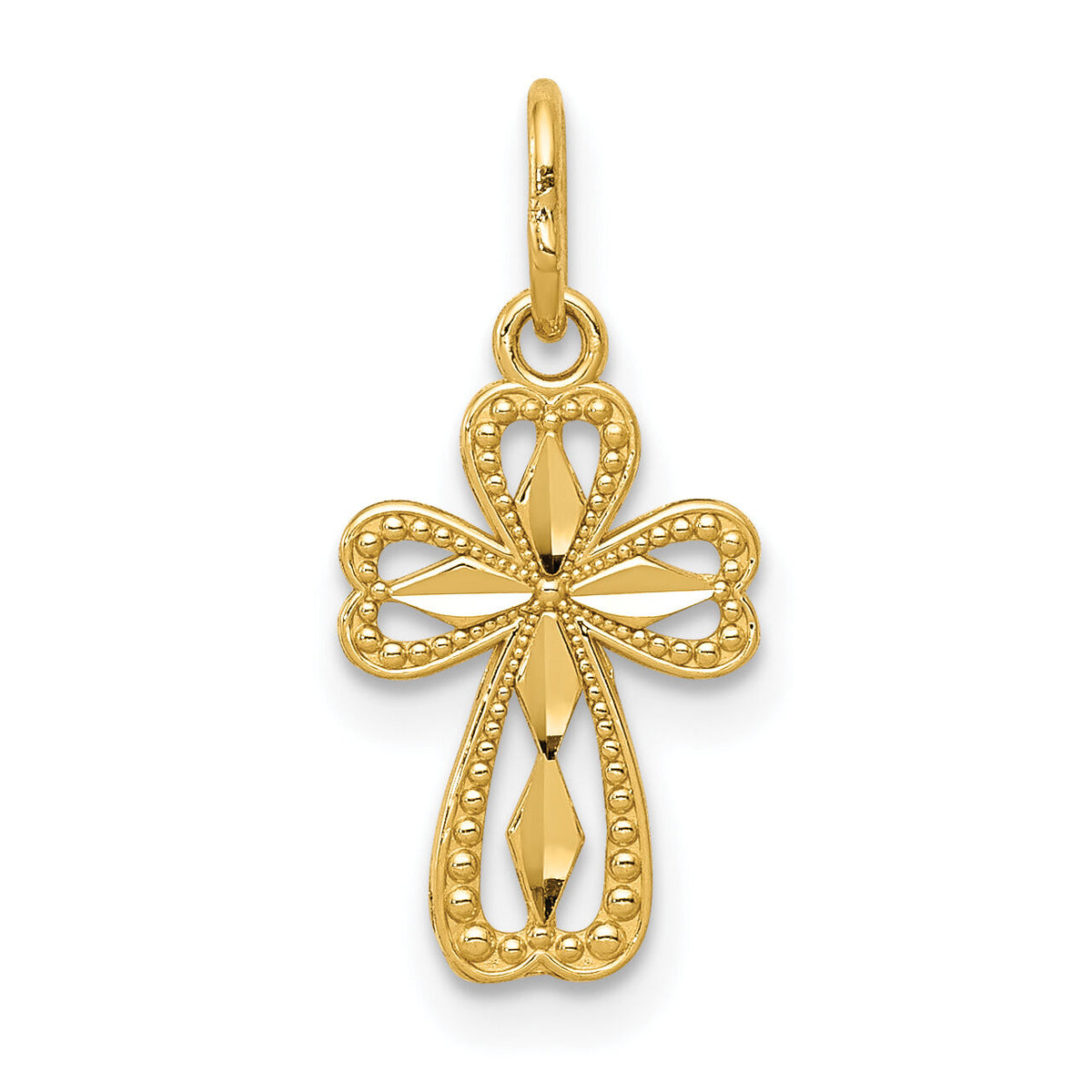 14k Diamond-cut Polished Small Cross Pendant-K6263
