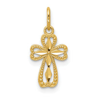 14k Diamond-cut Polished Small Cross Pendant-K6263