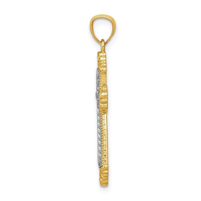 14k Two-tone Polished Cross Pendant-K6265