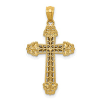 14k Two-tone Polished Cross Pendant-K6265