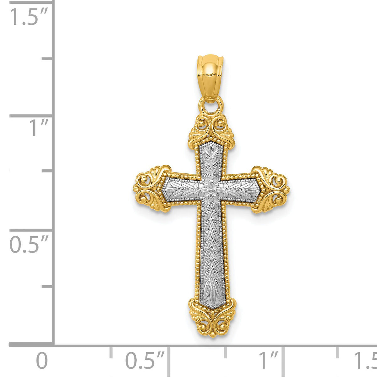 14k Two-tone Polished Cross Pendant-K6265