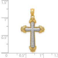 14k Two-tone Polished Cross Pendant-K6265