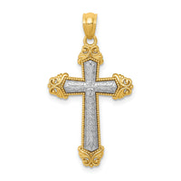 14k Two-tone Polished Cross Pendant-K6265