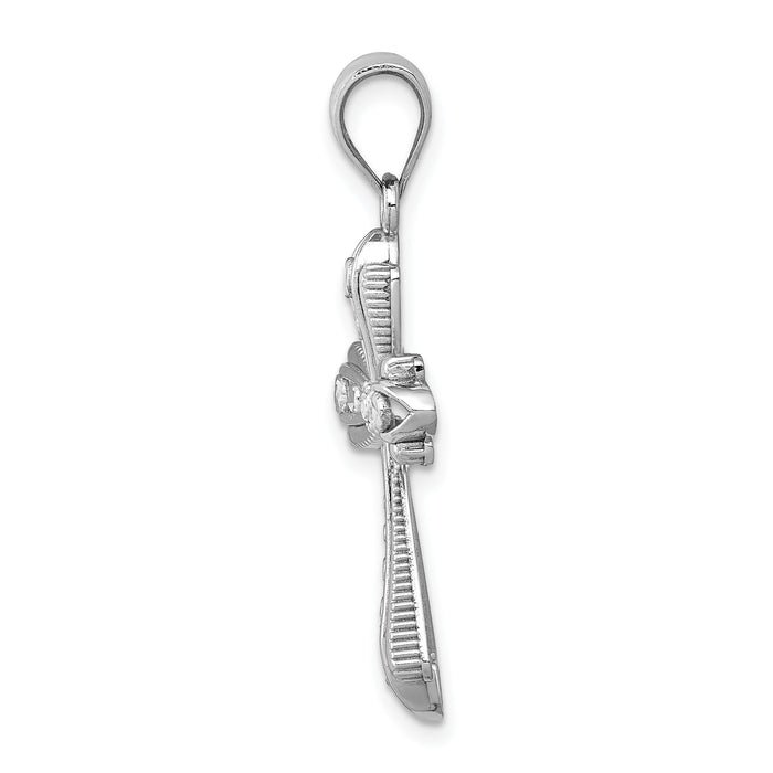 14k White Gold Polished D/C Fancy Cross Pendant-K6270