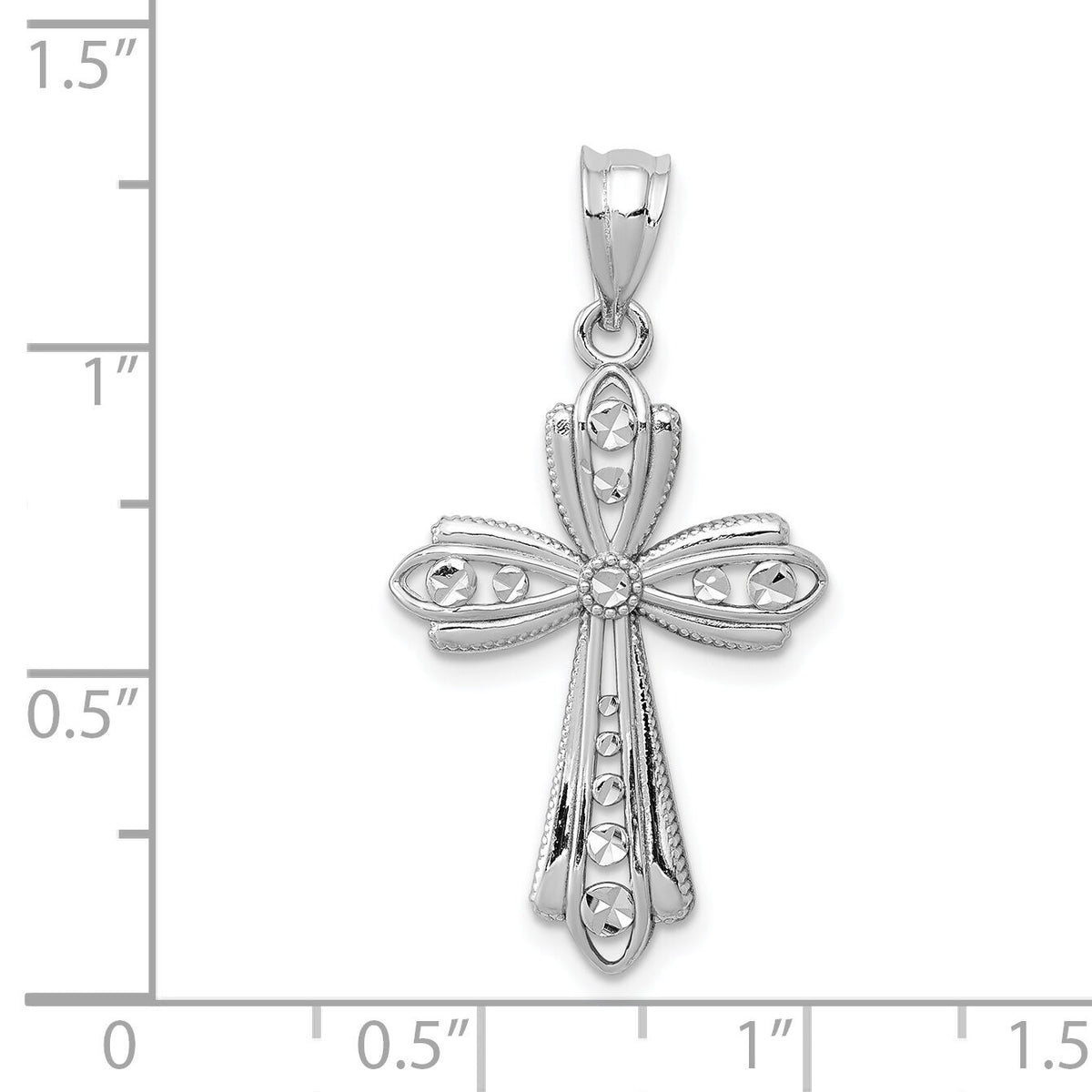 14k White Gold Polished D/C Fancy Cross Pendant-K6270