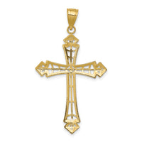 14k w/Rhodium Diamond-cut Cross Pendant-K6275