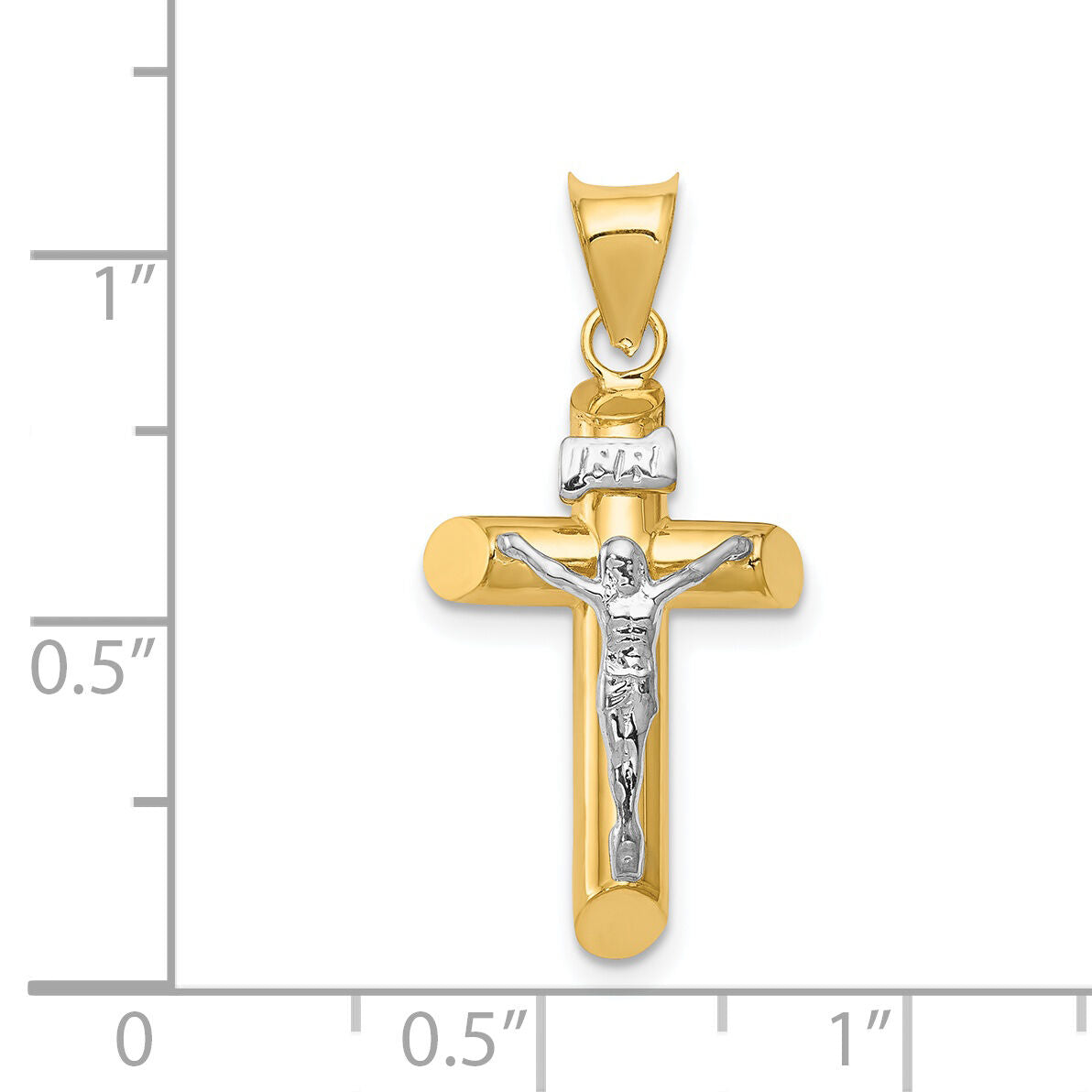 14k Two-Tone Polished Crucifix Pendant-K6279