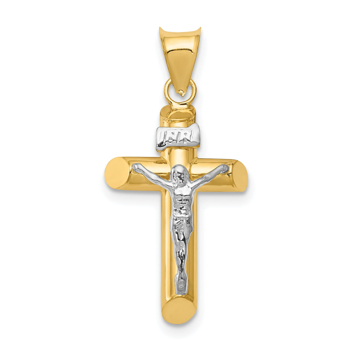 14k Two-Tone Polished Crucifix Pendant-K6279