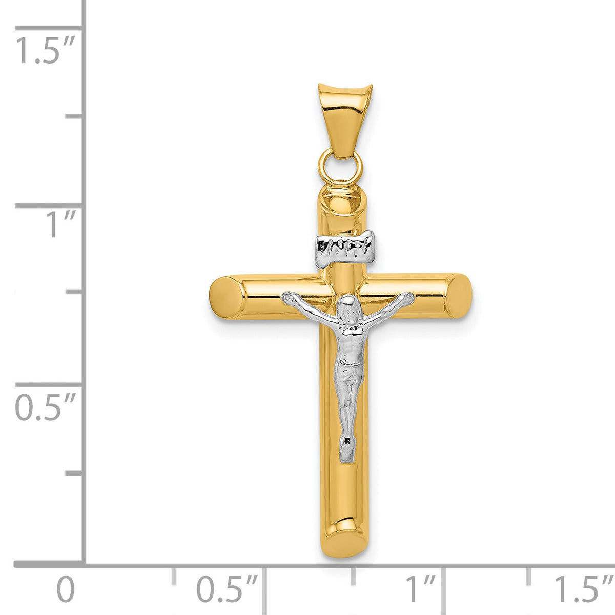 14k Two-Tone Polished Crucifix Pendant-K6280