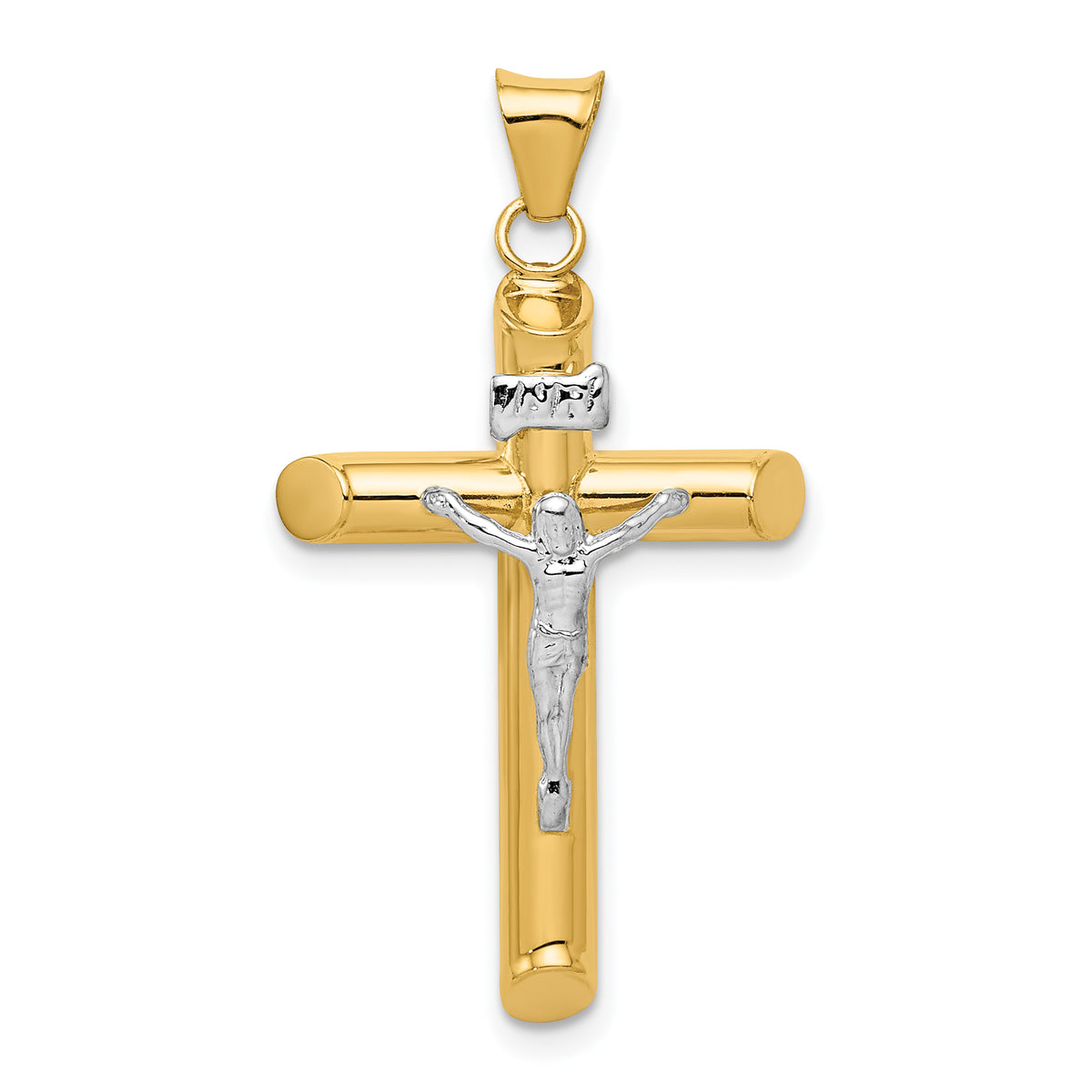 14k Two-Tone Polished Crucifix Pendant-K6280