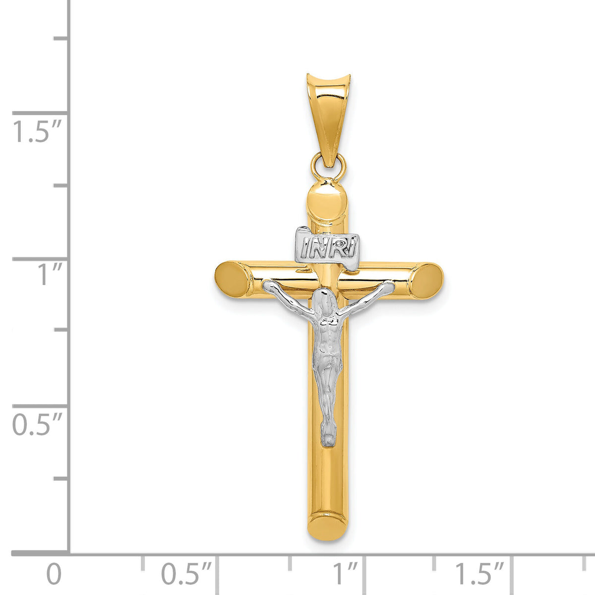 14k Two-Tone Polished Crucifix Pendant-K6281