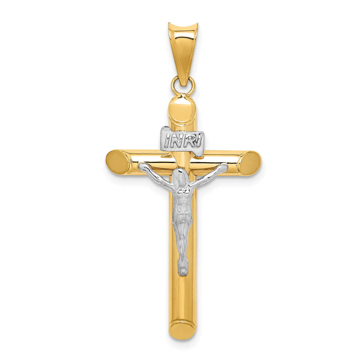 14k Two-Tone Polished Crucifix Pendant-K6281