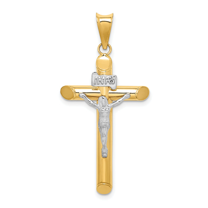 14k Two-Tone Polished Crucifix Pendant-K6281