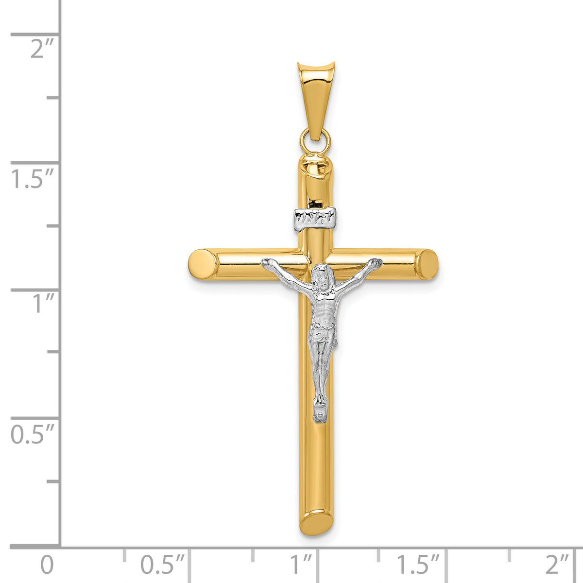 14k Two-Tone Polished Crucifix Pendant-K6282