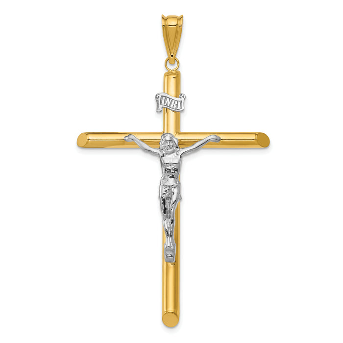14k Two-Tone Polished Crucifix Pendant-K6284
