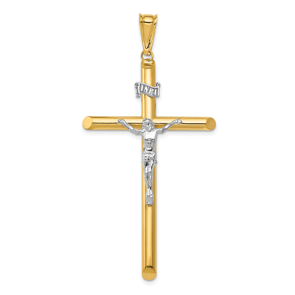 14k Two-Tone Polished Crucifix Pendant-K6285