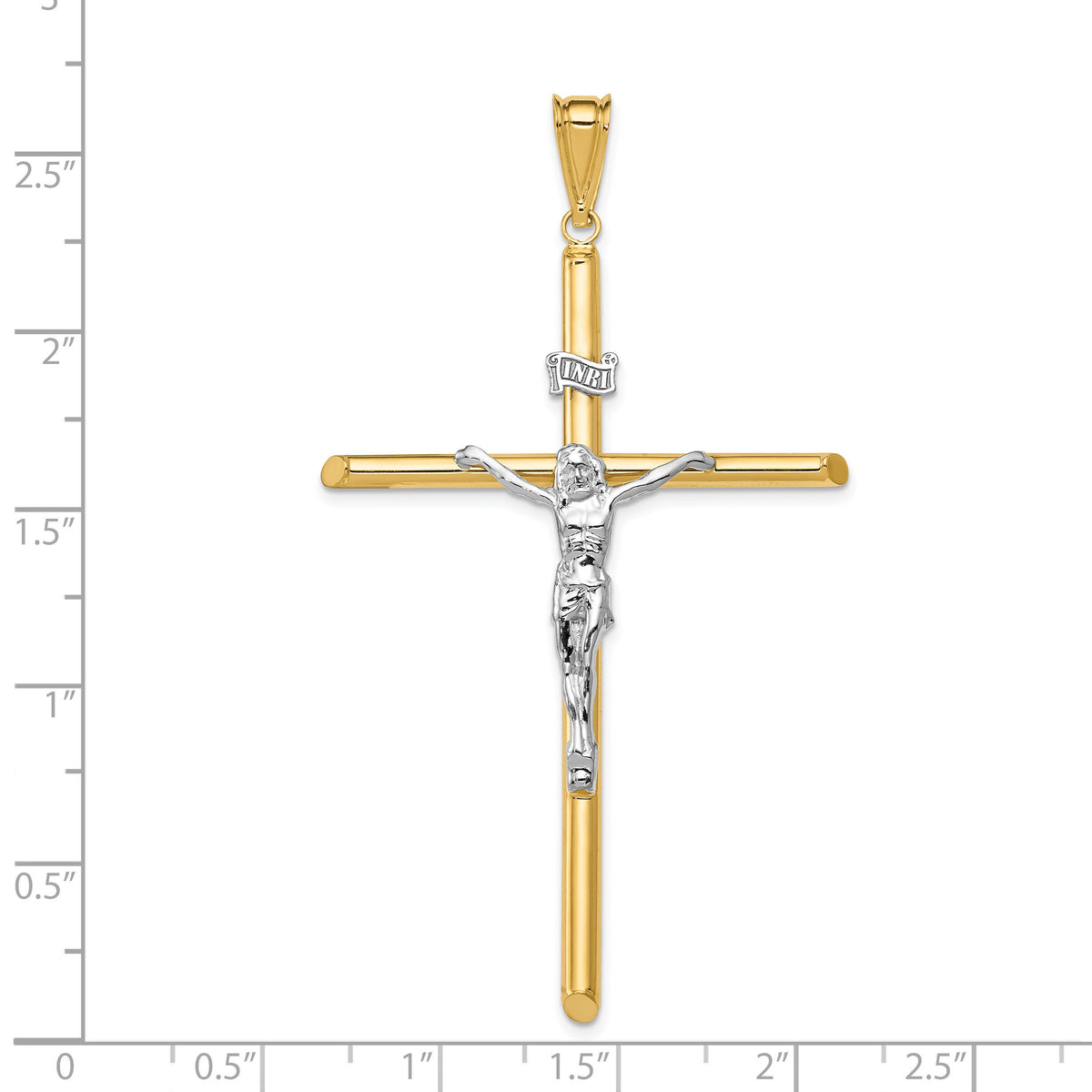 14k Two-Tone Polished Jesus Crucifix Pendant-K6287