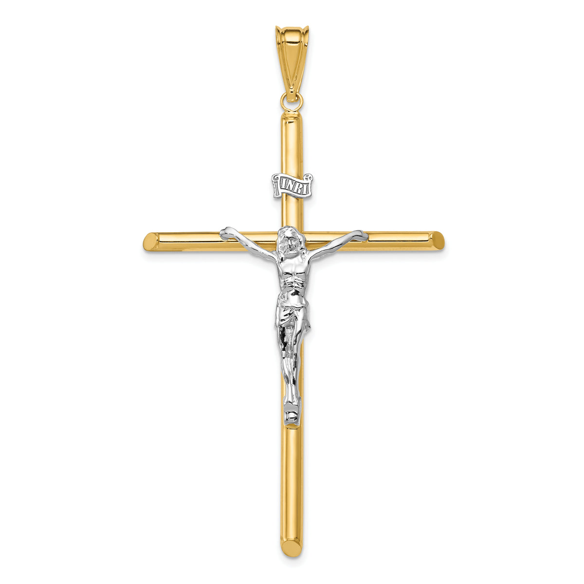 14k Two-Tone Polished Jesus Crucifix Pendant-K6287