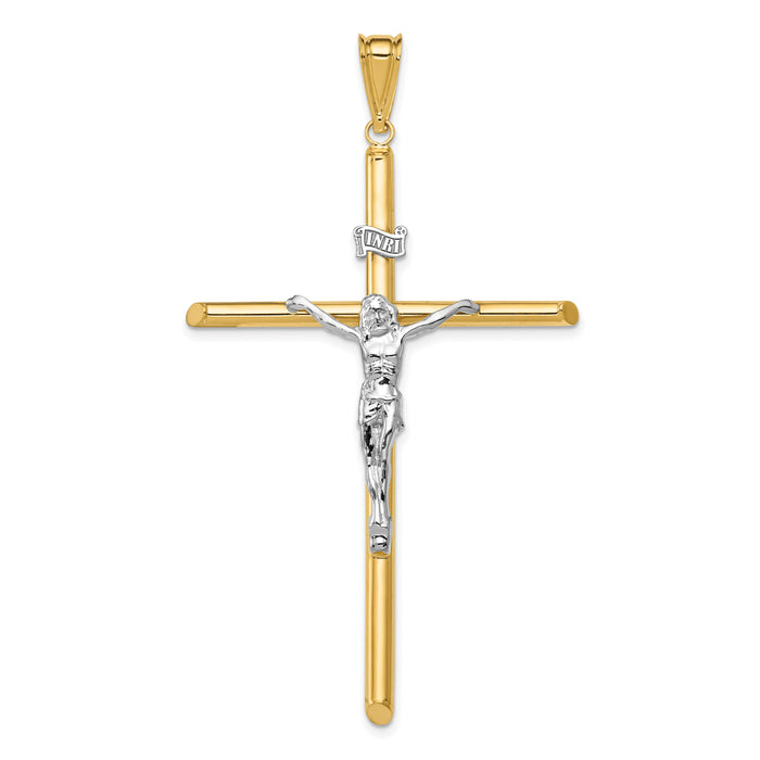 14k Two-Tone Polished Jesus Crucifix Pendant-K6287
