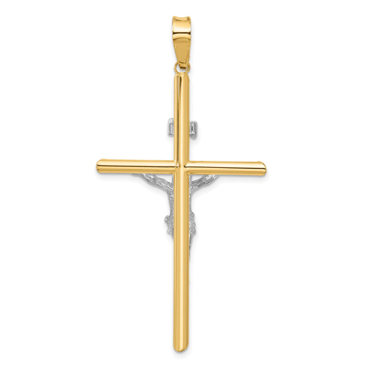 14k Two-Tone Polished Jesus Crucifix Pendant-K6288