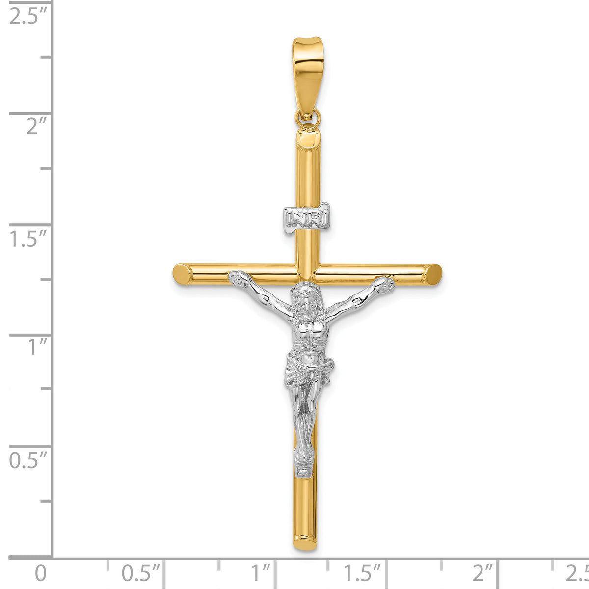 14k Two-Tone Polished Jesus Crucifix Pendant-K6288