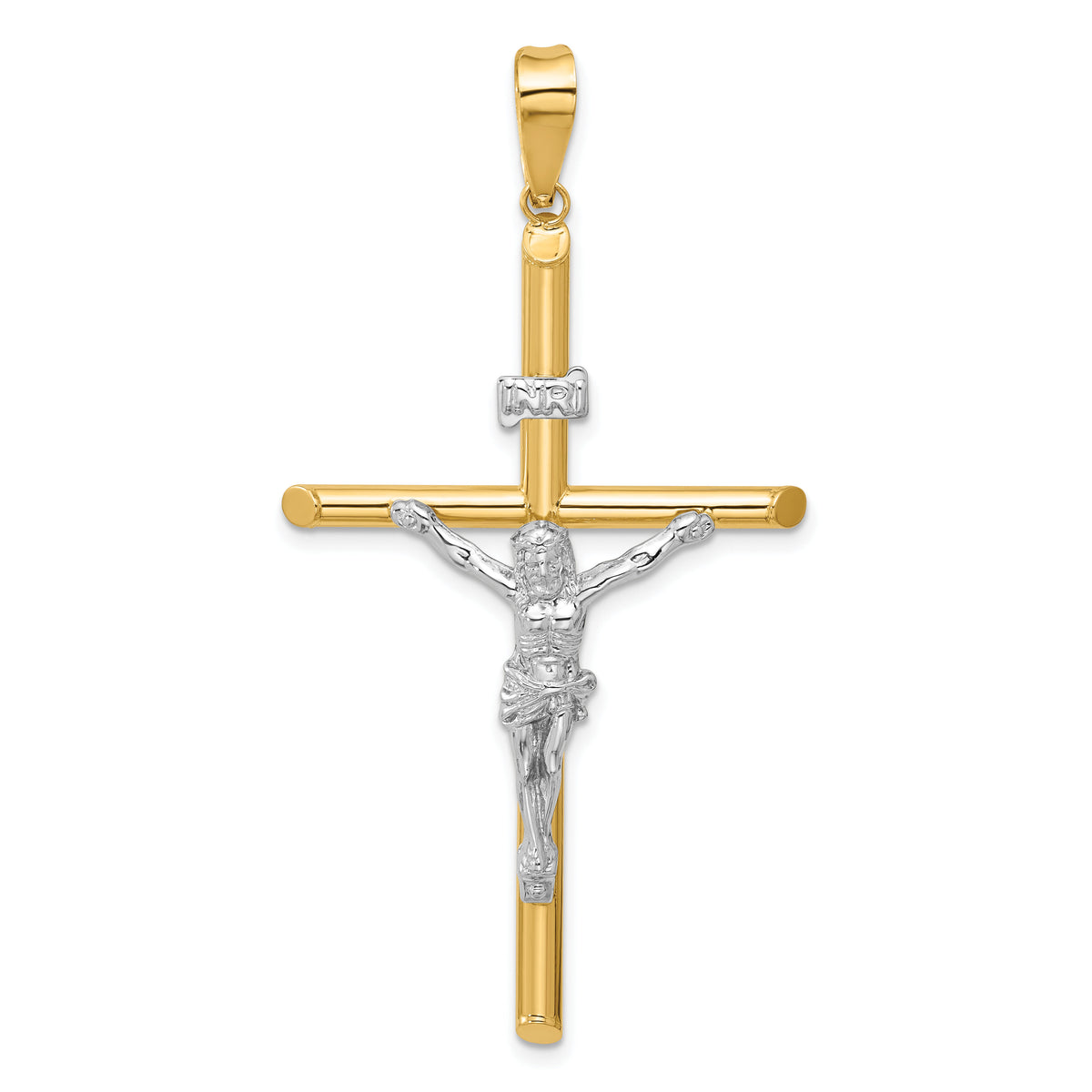 14k Two-Tone Polished Jesus Crucifix Pendant-K6288