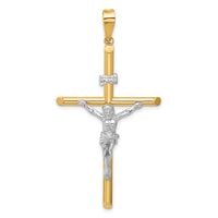 14k Two-Tone Polished Jesus Crucifix Pendant-K6288