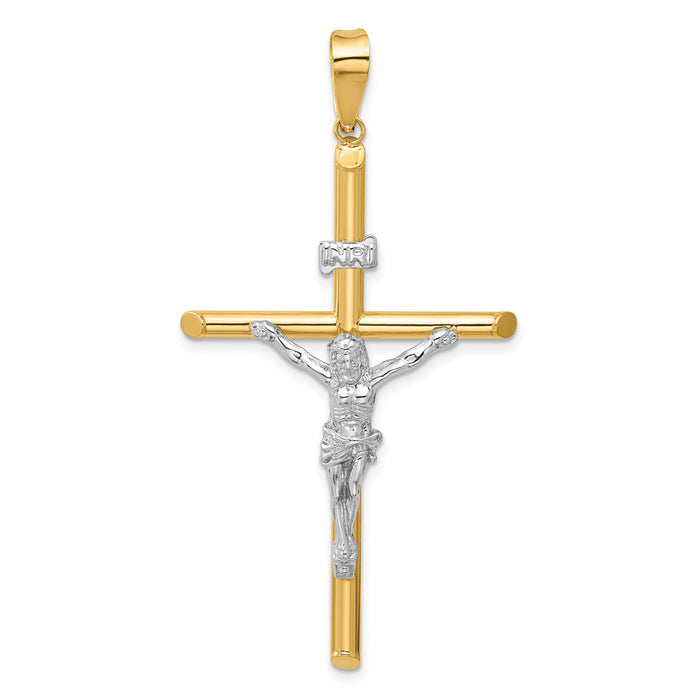14k Two-Tone Polished Jesus Crucifix Pendant-K6288