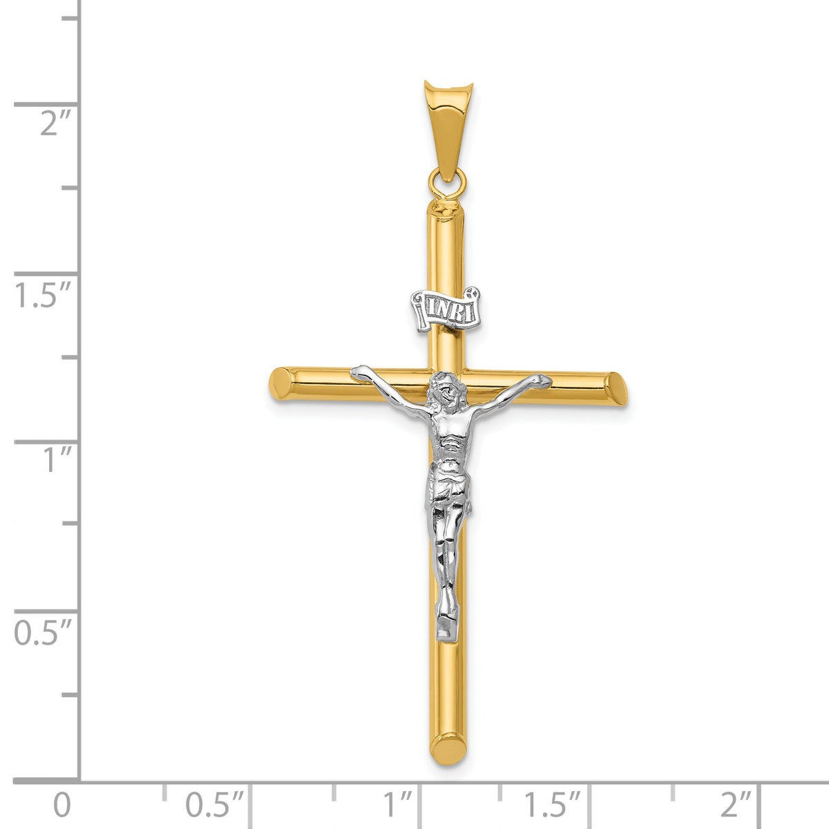 14k Two-Tone Polished Jesus Crucifix Pendant-K6289