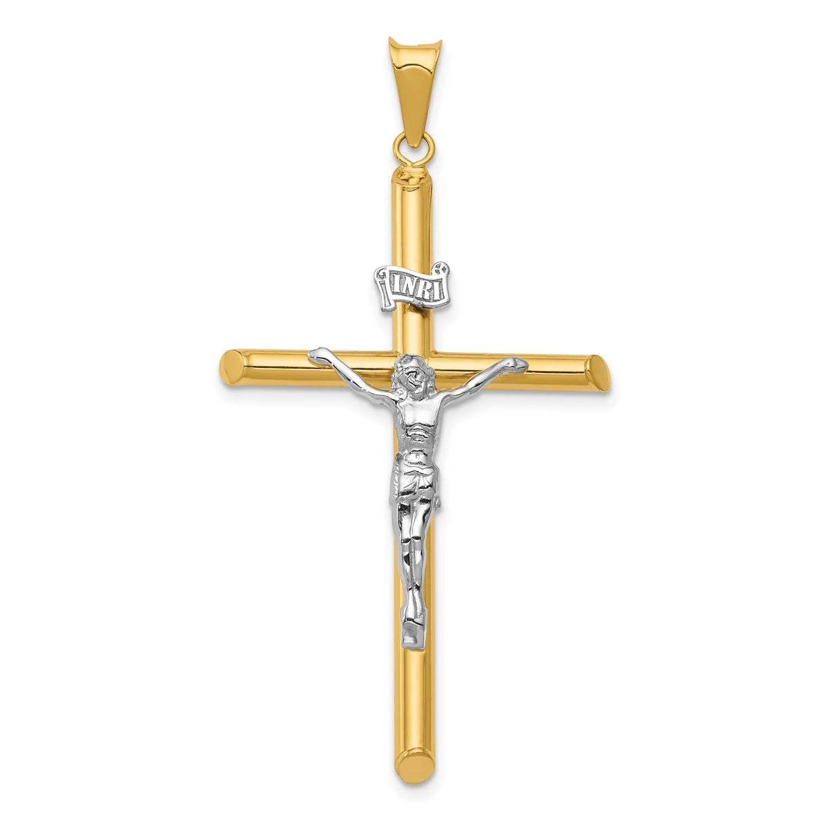14k Two-Tone Polished Jesus Crucifix Pendant-K6289