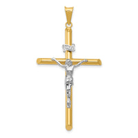 14k Two-Tone Polished Jesus Crucifix Pendant-K6289