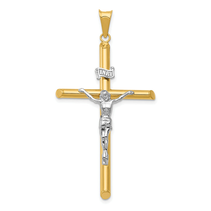 14k Two-Tone Polished Jesus Crucifix Pendant-K6289