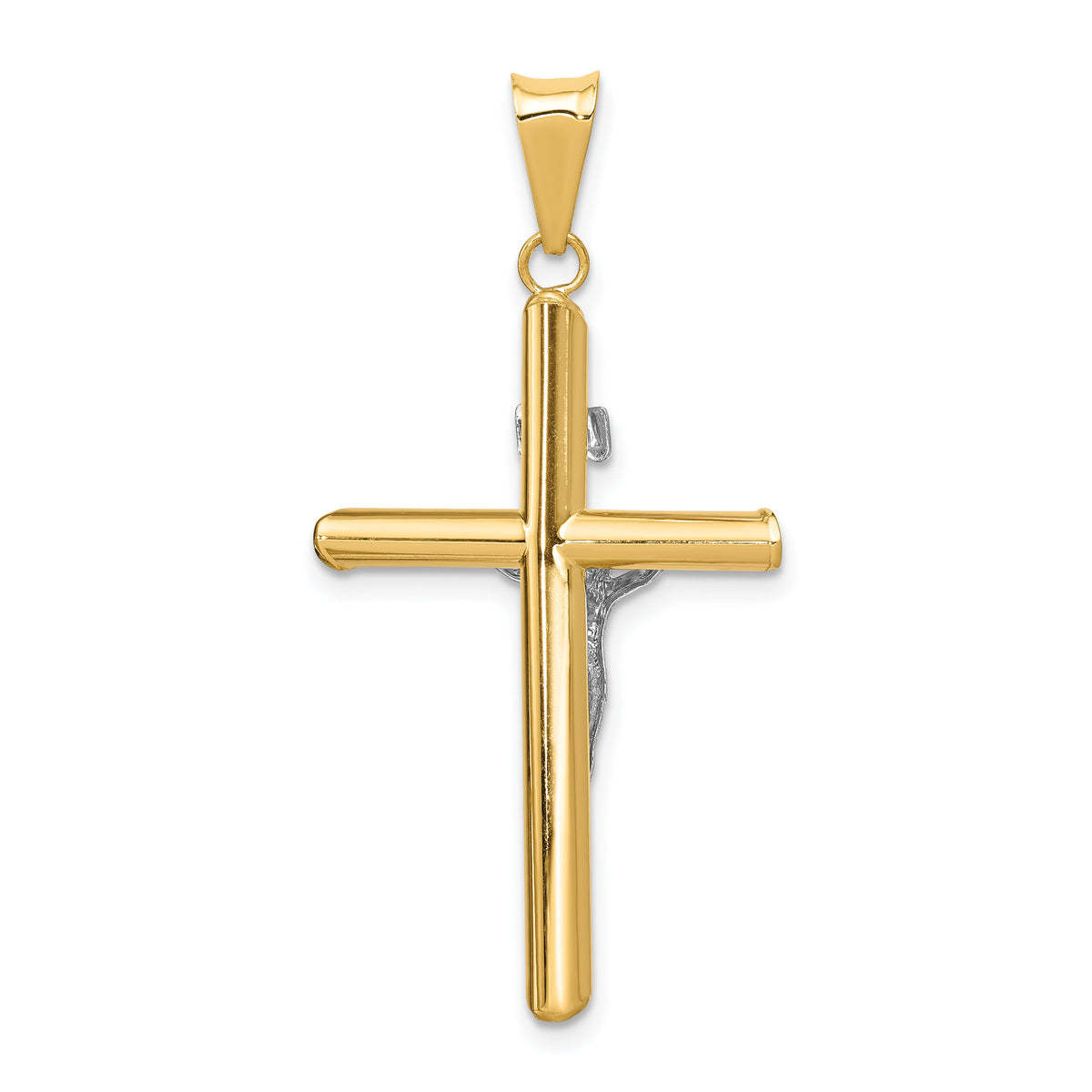 14k Two-Tone Polished Jesus Crucifix Pendant-K6291