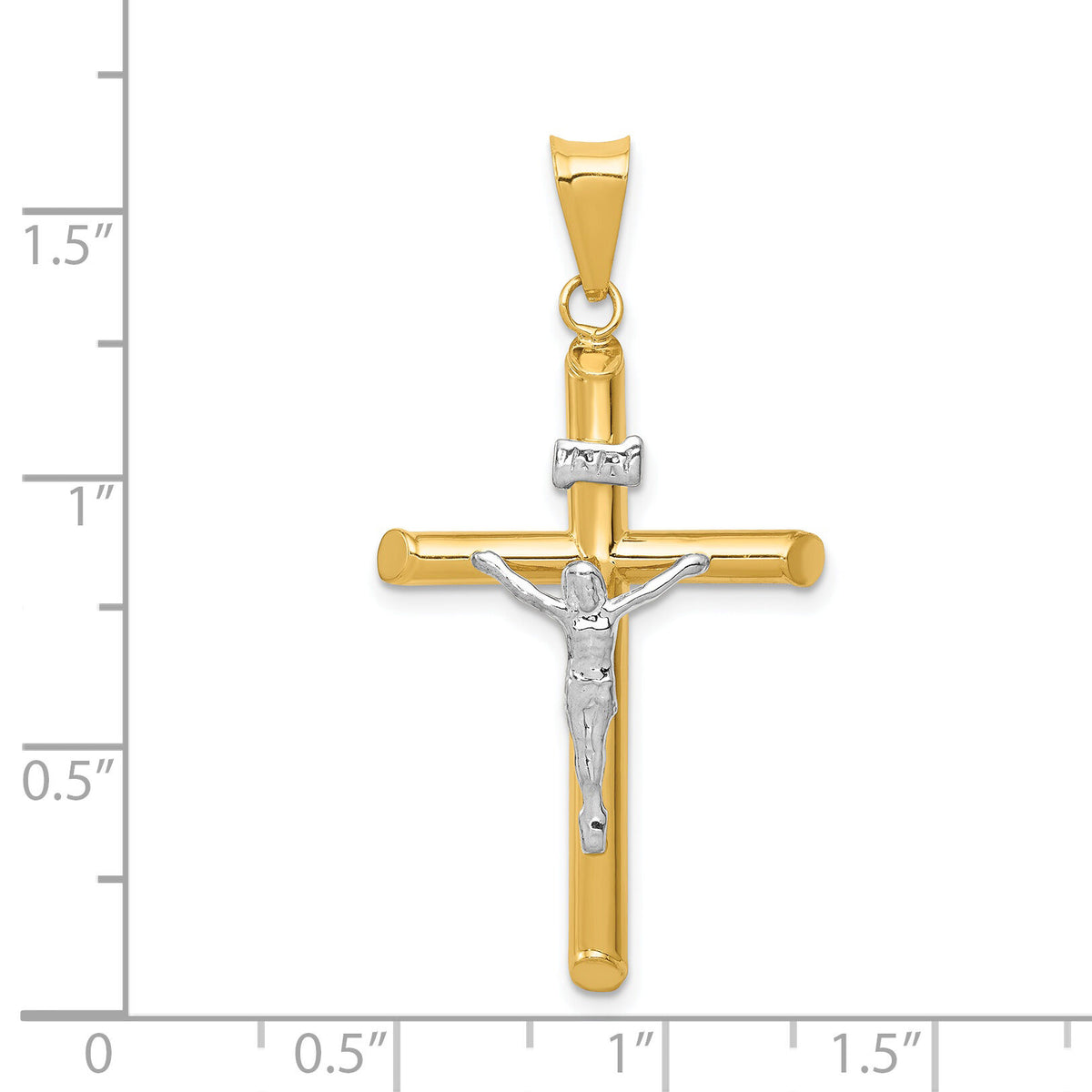 14k Two-Tone Polished Jesus Crucifix Pendant-K6291