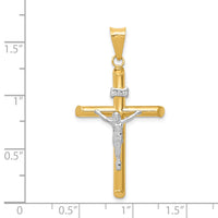 14k Two-Tone Polished Jesus Crucifix Pendant-K6291