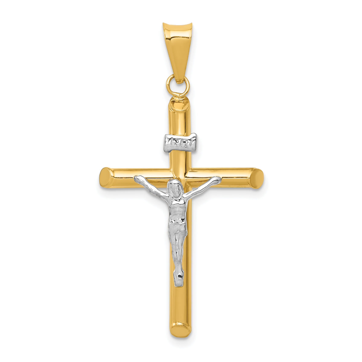 14k Two-Tone Polished Jesus Crucifix Pendant-K6291
