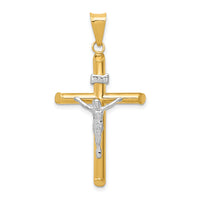 14k Two-Tone Polished Jesus Crucifix Pendant-K6291