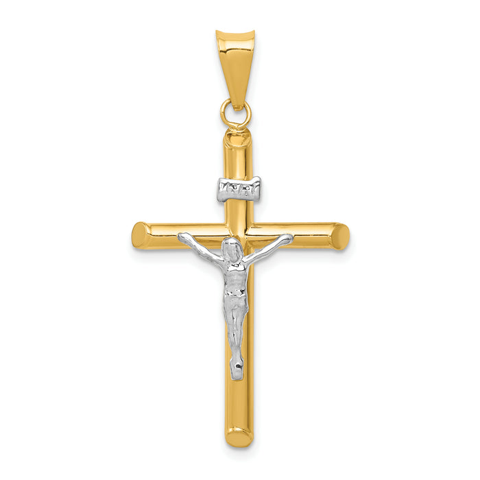 14k Two-Tone Polished Jesus Crucifix Pendant-K6291