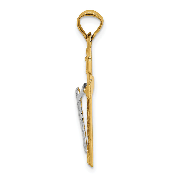 14k Two-Tone Crucifix Pendant-K6293