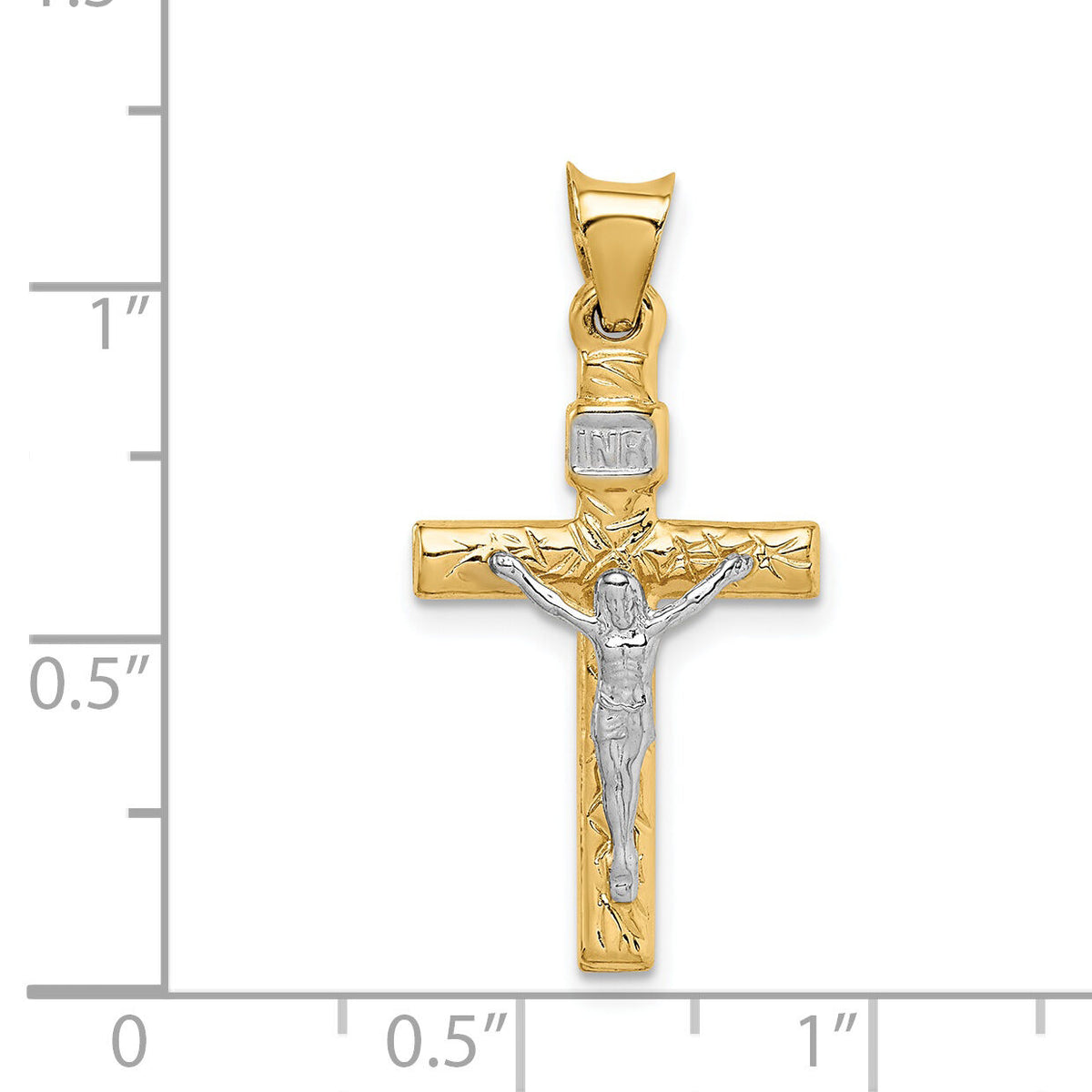 14k Two-Tone Crucifix Pendant-K6293