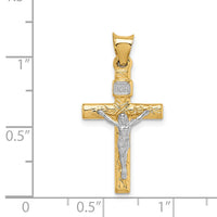 14k Two-Tone Crucifix Pendant-K6293