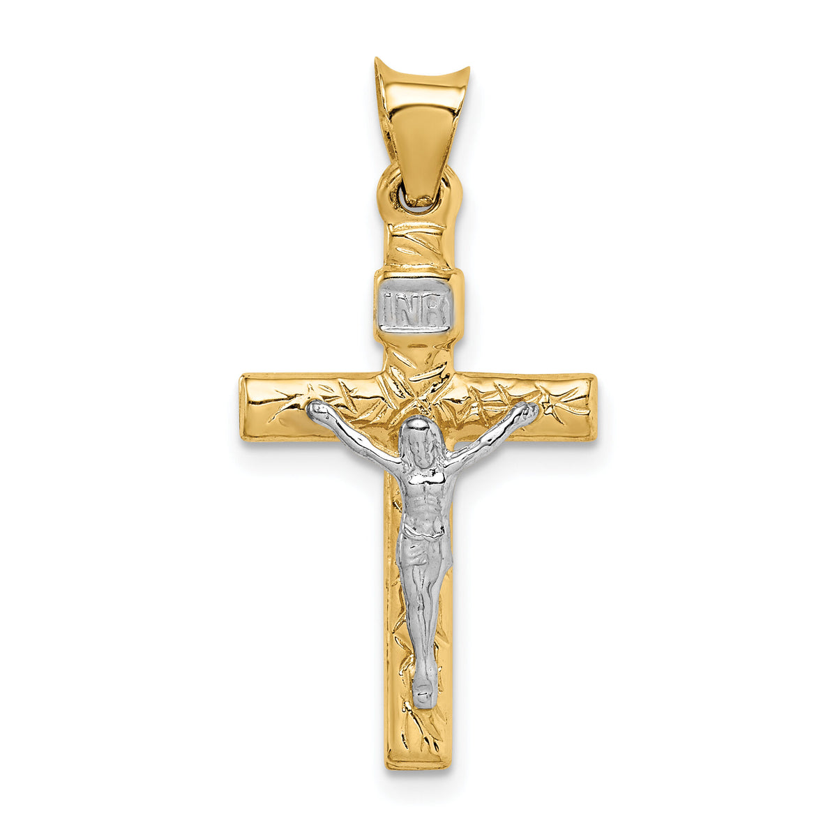 14k Two-Tone Crucifix Pendant-K6293