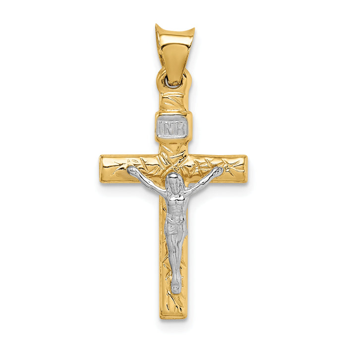14k Two-Tone Crucifix Pendant-K6293
