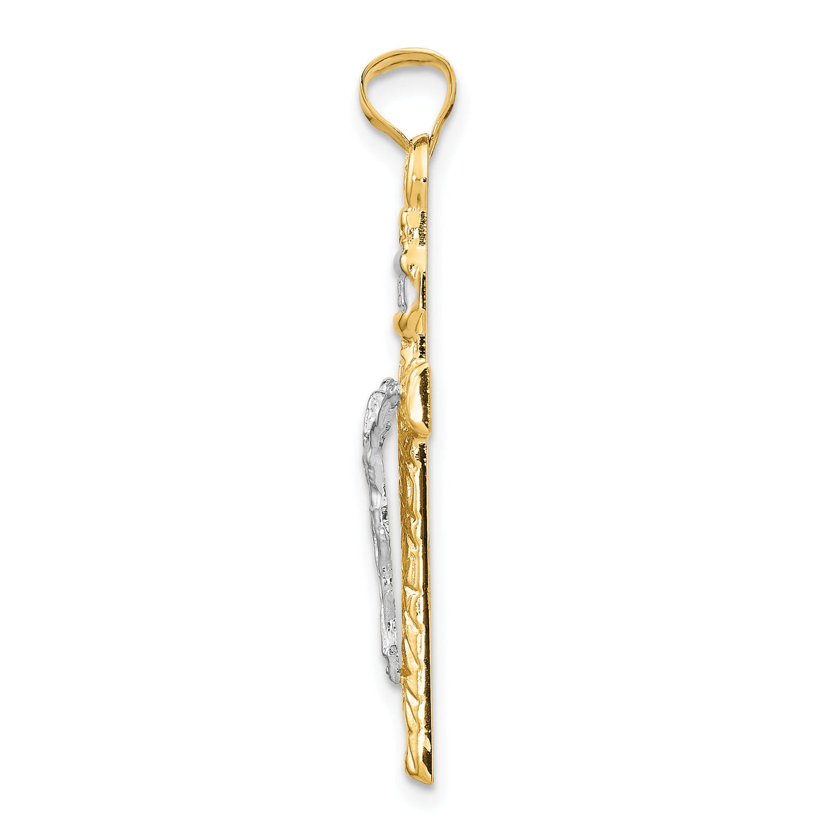 14k Two-Tone and Rhodium INRI Crucifix Pendant-K6294