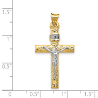 14k Two-Tone and Rhodium INRI Crucifix Pendant-K6294