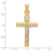 14K Two-Tone w/Rhodium Crucifix Pendant-K6295